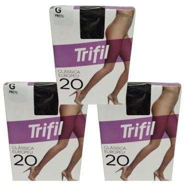 Imagem de Kit 3 Meia Calça Clássica Fio 20 Preta Grande - Trifil