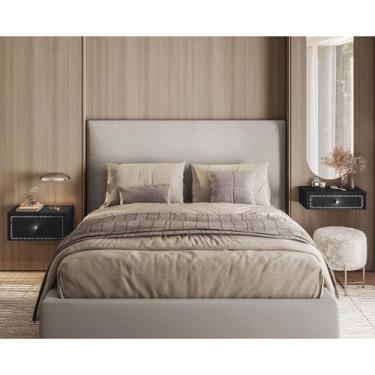 Imagem de Kit Quarto Mesa de Cabeceira e Penteadeira Suspensa 50cm Strass Preto 