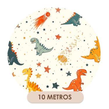 Imagem de Papel de Parede Adesivo Infantil Colorido Dinossauros - Dk Decor, 10 M