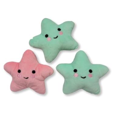 Imagem de Kit 3 Mordedores de Pelúcia ESTRELAS PETBUCO, Brinquedo Diversos Cachorros e Gatos Apito