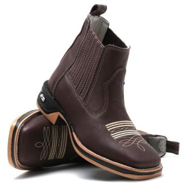 Imagem de Bota Texana Cano Curto Country Masculina Couro Bico Quadrado - R B BOT