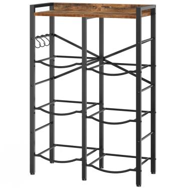 Imagem de Suporte para jarro de água hoobro 5 galões, 6 garrafas, 3 camadas, marrom rústico