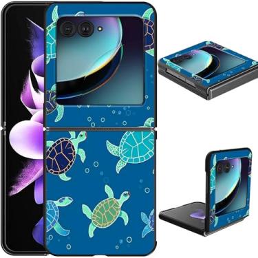 Imagem de GFRGTFHYT Capa para celular Motorola Razr 2024/Moto Razr 50, fina, leve, rígida, com design fofo de tartaruga marinha, capa protetora à prova de choque para Motorola Razr 50 5G