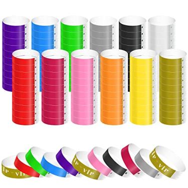 Imagem de 1220 pulseiras de papel para eventos, pulseiras neon coloridas à prova d'água para entrada pulseiras de festa pulseiras de papel para eventos, festivais de música, exibição (12 cores)