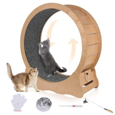 Imagem de VAIDPRO Roda para gatos, roda de exercícios para gatos, rodas de corrida de 89,9 cm para gatos em ambientes internos, rolo de esteira resistente sem ruído com pista alcatifada, dispositivo de perda de