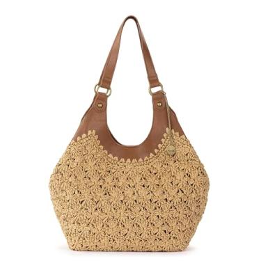 Imagem de Sakroots Bolsa de ombro The Sak Roma Shopper grande com alças duplas e bolsos com zíper para uso diário e viagens, Palha de prímula natural, One Size