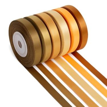 Imagem de Fita dourada fina de 0,9 cm x 1,5 m marrom dourado, cobre, champanhe, fita de cetim de seda dourada de dupla face sortida para embrulho de presente, buquê de flores, casamento, chá de panela, Natal