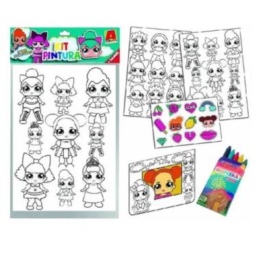 Imagem de Kit Pinturas Infantil Desenhos Adesivos Com Giz - Algazarra Ind. Com. 