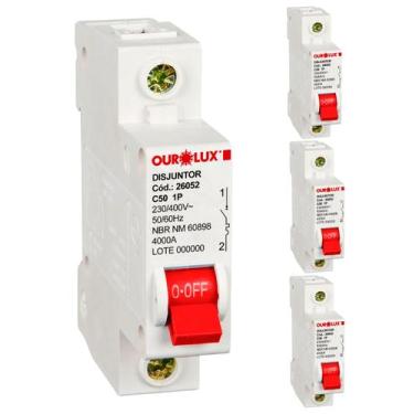 Imagem de 3 Disjuntor Monopolar 50 Amperes Curva C Ourolux