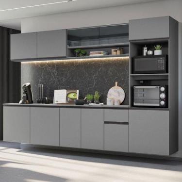 Imagem de Armário De Cozinha Completa Suspenso 300cm Cinza - MADESA