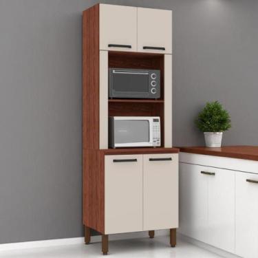 Imagem de Paneleiro Duplo Forno sem gaveteiro Lapis Nogueira Off White - Mobilia