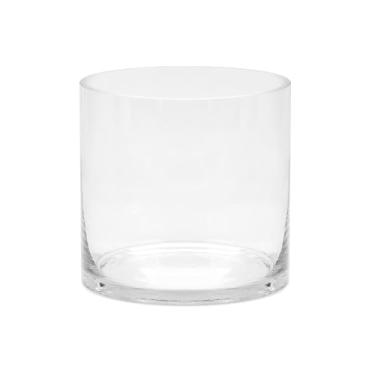 Imagem de Vaso de vidro cilíndrico transparente resistente soprado à mão, 25,4 cm de largura, 25,4 cm de altura, vaso de flores para rosa, tulipa, boquês, suporte de vela furacão (1,25 x 25,4 cm)