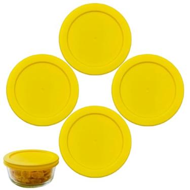 Imagem de Klare Ware 4 xícaras/tampas de substituição amarelas de 950 ml para Pyrex 7201-PC, âncora e tigelas de armazenamento KlareWare *Apenas tampas - Recipiente de vidro não incluído* (pacote com 4, amarelo