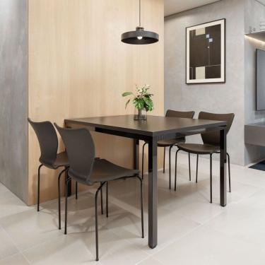 Imagem de Conjunto Mesa de Jantar Retangular 120cm X 75cm com 4 Cadeiras Mono Preto