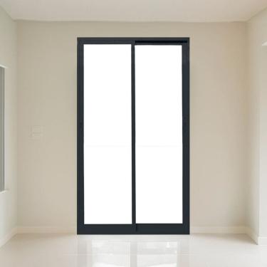 Imagem de Porta Correr 2 Folhas Vidro 150cm X 215cm Vidro de Segurança 0,6cm Fábrica do Alumínio Preto