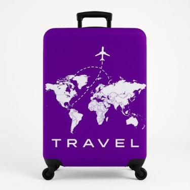 Imagem de Capa Mala Viagem Protetora Estampa Tecido Mapa Mundo Bagagem - Loilu, 