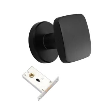 Imagem de BLWOTMOR Fechaduras Invisíveis para Portas, Maçaneta Interna, Fechadura Quadrada Decorativa de Um Lado, Fechadura para Porta de Corredor, Decoração de Casa, preto, Tamanho real