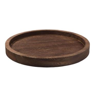 Imagem de Wzmzjy Bandeja de Exposição Multiuso de Madeira Decorativa Organizador de Fácil de Limpar para de Toucador Fazenda, Redondo Pequeno