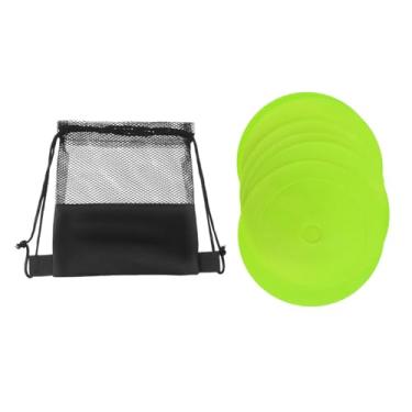Imagem de MotiveTech 10 Peças de Marcadores Cones Planos Pontos de Chão Discos Planos de 6 Polegadas para Futebol Equipamento de Treinamento de Agilidade, Luz Verde