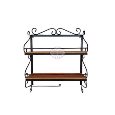 Imagem de Prateleira Porta Tempero e Porta Papel Toalha em Madeira de Demolição 