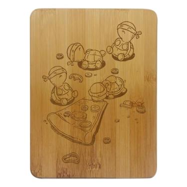 Imagem de Tábua de corte de bambu para amantes de pizza, design de alimentos, tábua de cortar cozinha (24,8 cm por 17 cm)