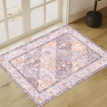 Imagem de Tapetes de área vintage Boho laváveis 2 × 3 antiderrapante tradicional malva roxo capacho para banheiro cozinha entrada