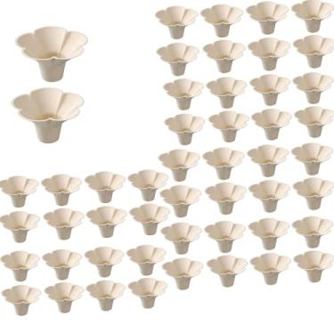 Imagem de lomysoali 50 tigelas de sorvete de polpa de papel 255 g/170 g, tigelas de sobremesa de chocolate sorvete, sundae, lanche, frutas, nozes, arco de salada, l copo de aperitivo em forma de flor (primário