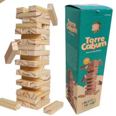 Imagem de Torre De Equilibrio Jenga Torremoto Madeira Maciça 54 Peças - Brinque 