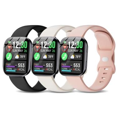 Imagem de Kollody Pacote com 3 pulseiras de relógio esportivo de silicone compatíveis com smartwatch GloryFit T80/T70/T60/T50, pulseira de substituição macia à prova d'água de 22 mm para acessório GloryFit P99