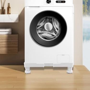 Imagem de KHZSPP Suporte de mini geladeira altura 8,9 cm - 12 cm ajustável 43-66 cm lavadora e secadora pedestal com 4 pés fortes base de suporte de máquina de lavar resistente plataforma universal de