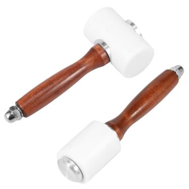 Imagem de 2 peças de martelo de entalhe de couro, martelo de couro DIY, martelo de nylon, martelo de martelo de couro com martelo de cabeça reta, martelo de cabeça em T, martelo de escultura em couro para