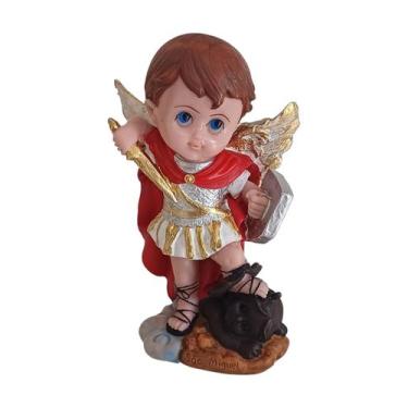 Imagem de Imagem do Anjo São Miguel Arcanjo Criança Baby Infantil 15cm de Resina