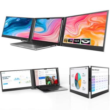 Imagem de Extensor de tela para notebook QQH Z80A, monitor triplo FHD IPS de 15,