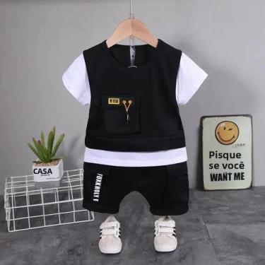Imagem de Conjunto de Verão Casual para Bebês - Camiseta e Shorts 2 Peças, 12 mi