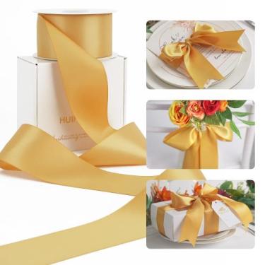 Imagem de Cinta Decorativa HUIHUANG de Satén Dorado 5 cm x 23 m Rollo