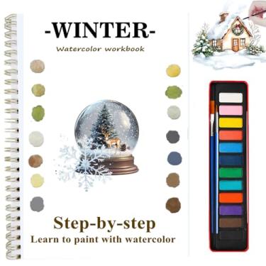 Imagem de Cadernos de exercícios em aquarela com esboços, livro de colorir aquático para iniciantes, conjunto de pintura em aquarela, artesanato, kit de pintura presente para adultos, adolescentes, artistas de