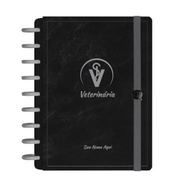 Imagem de Caderno De Disco Iscool Inteligente Personalizado 140 Folhas Profissões Preto Prata Veterinária Médio M+