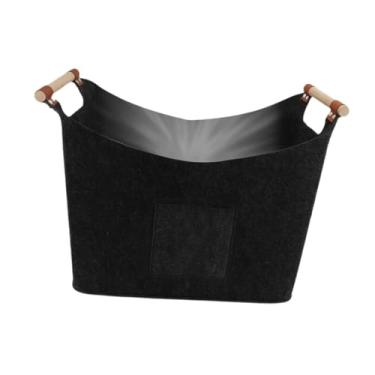 Imagem de Generic Cesto de feltro para lenha com alça, grande capacidade, ideal para transportar lenha e armazenar madeira em acampamentos.