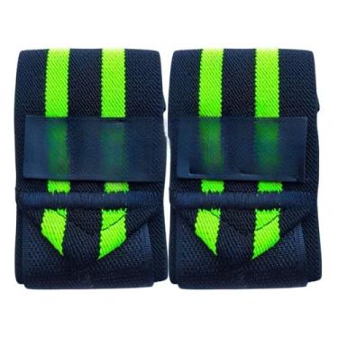 Imagem de Munhequeira Pulso de Suporte com Proteção Articular para Esportes e Atividades Diárias - Confortável e Ajustável(Preta com Verde Neon)
