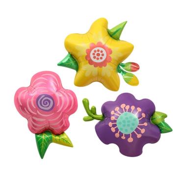 Imagem de Conjunto de balões metalizados coloridos em forma de flor x3