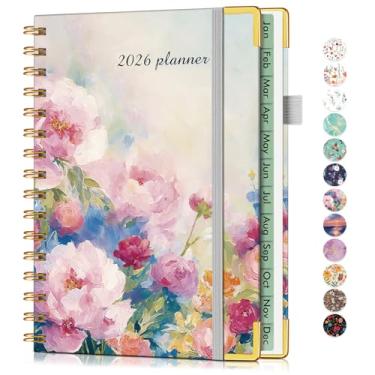 Imagem de Agenda A5 em espiral fofa 2026, janeiro de 2026 a dezembro de 2026, agenda diária de 12 meses, 14,6 cm x 21,3 cm, agenda semanal e mensal, agenda agendada para trabalho, escola, casa, aquarela floral