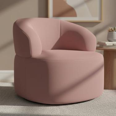 Imagem de Poltrona Giratória Orgânica Para Sala de Estar Living Helena L02 Suede Rosê - Lyam Decor