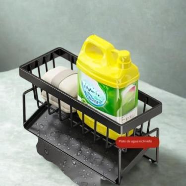 Imagem de Organizador Multiuso de Metal Preto, 23x9x10 cm, para Banheiro, Cozinha, Escritório, Quarto, Penteadeira, Área de Serviço