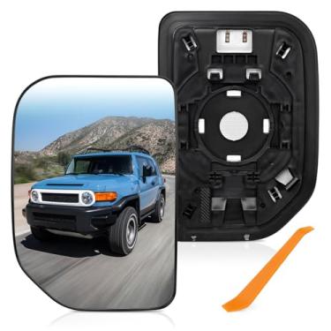 Imagem de TOP-MAX Substituição de vidro do espelho lateral do motorista para Toyota FJ Cruiser 2007 2008 2009 2010 2011 2012 2013 2014, vidro retrovisor convexo aquecido esquerdo com placa de suporte