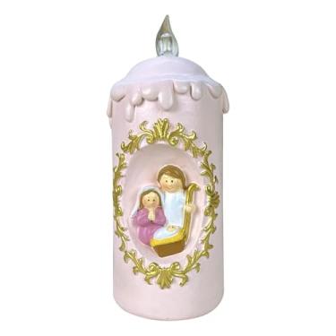 Imagem de Vela de luz noturna, lâmpada noturna de vela - Velas sem chama Jesus Nightlight Decoração religiosa | Luz de vela a pilhas, decoração de Natal, ambiente festivo para quarto, lareira