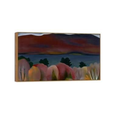 Imagem de BMZFYBS Georgia O'Keeffe famosa arte de parede impressões em tela pronto para pendurar - outono lago - quadro de madeira para decoração de sala de estar 20 x 35 cm 8 x 13 pol