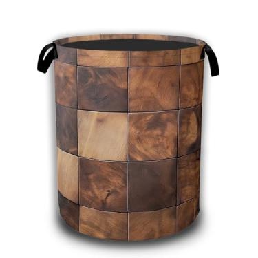 Imagem de Cesta quadrada de madeira marrom, cesto de roupa suja, impermeável, bolsa dobrável, balde de armazenamento de roupas, organizador de brinquedos decorativos para banheiro, quarto, 41 x 52,8 cm