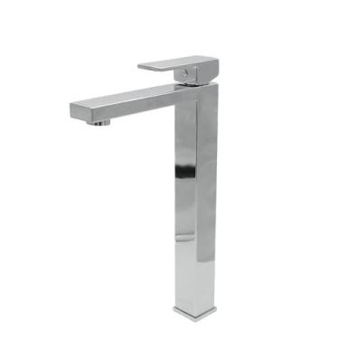 Imagem de Torneira Lavatório Quadrada Bancada Bica Alta Cromado 1/4v Cromado Fosco