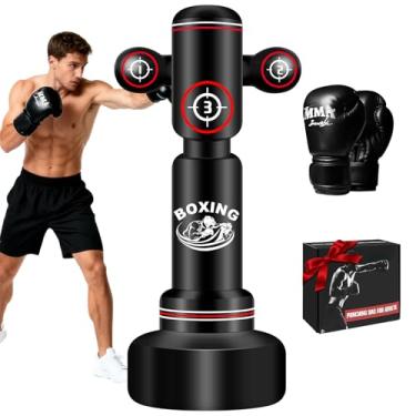 Imagem de Saco de pancadas pesado independente atualizado para adultos e adolescentes, saco de boxe pesado de 178 cm com luvas de boxe, bolsa de kickboxing para homens e mulheres, bolsas de kickboxing para