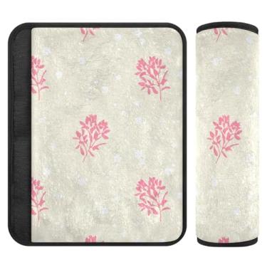 Imagem de Burbuja Capas para cinto de segurança de carro Winter Flowers Protetor de cinto de segurança de carro macio confortável para alça de ombro de assento, 1 par médio